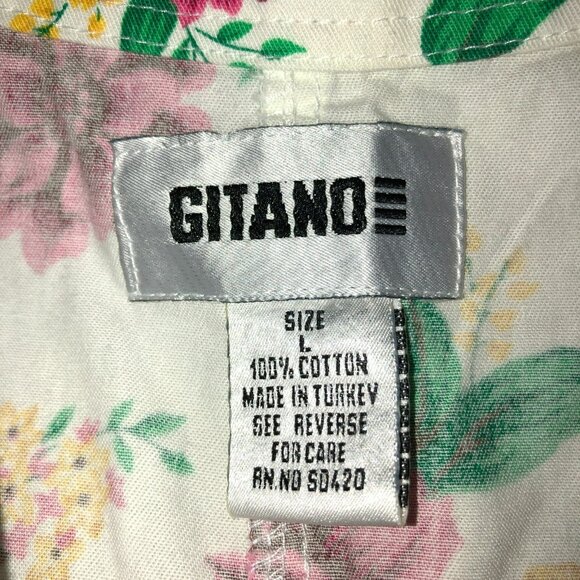Vintage Gitano Large Floral Button Up Shirt Accent Cottage Whimsy Boho NWT - Picture 8 of 9